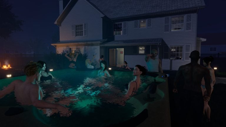A house garden created using House Party cheats and console commands.