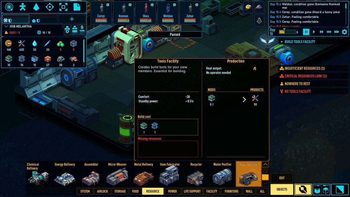 Space Haven Blueprints & Crafting Resources naguide