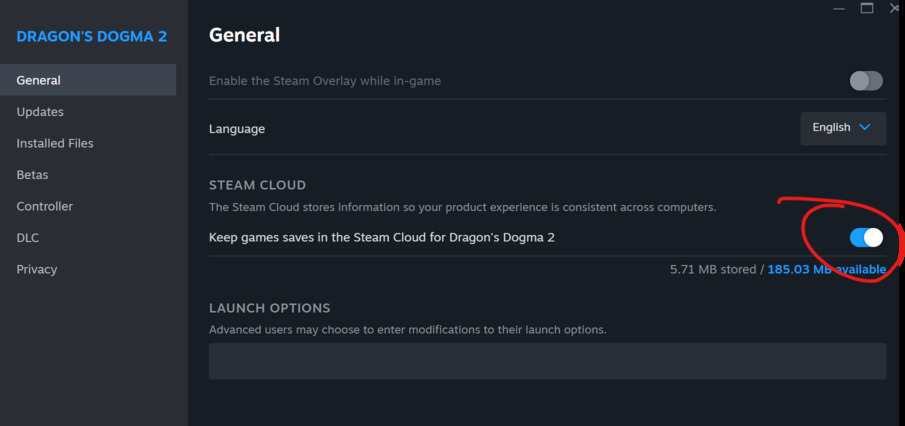 Disabling cloud saves in steam