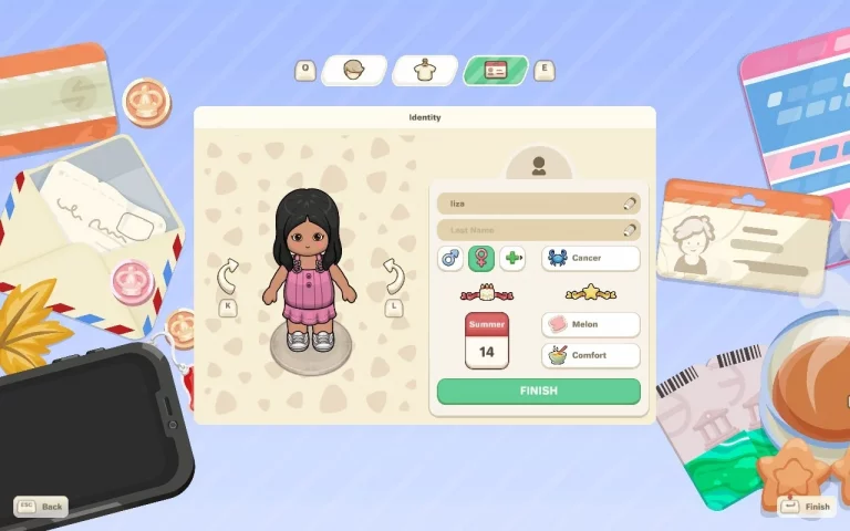 little sim world character creating screen