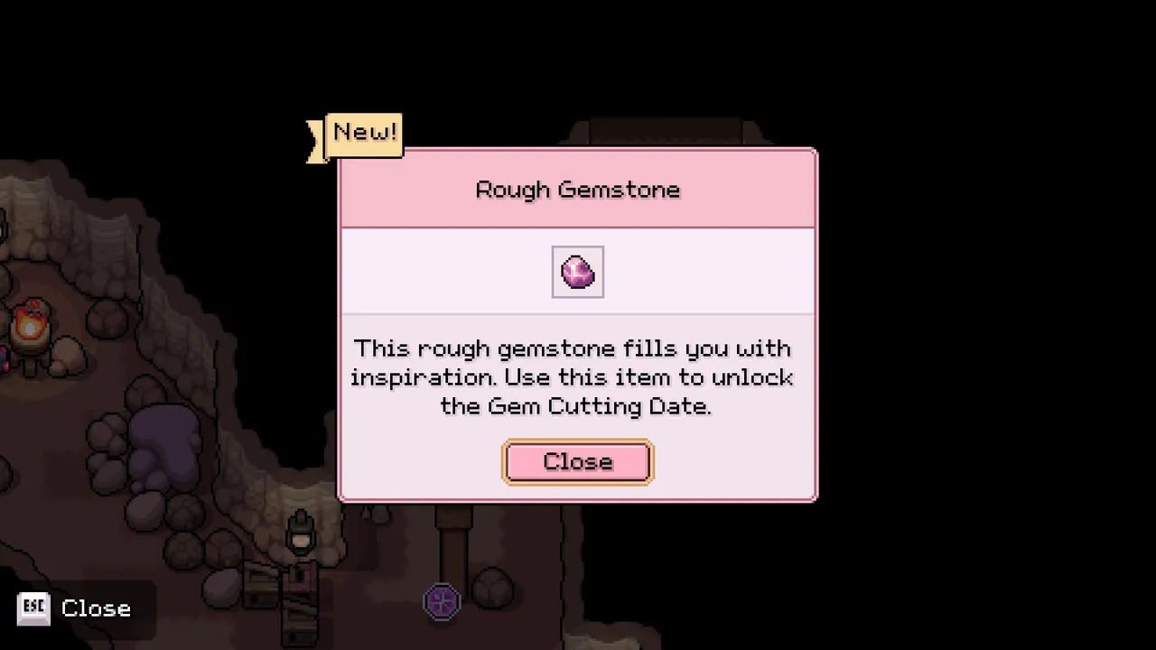 A comprehensive gift guide chart for Fields of Mistria, detailing villager-specific inspiration items and where to find them, part three.