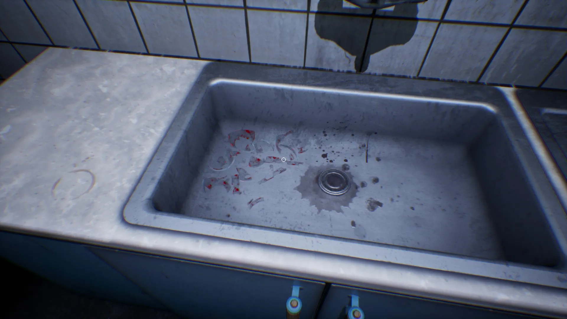 Shards of broken glass suddenly appear in the kitchen sink.