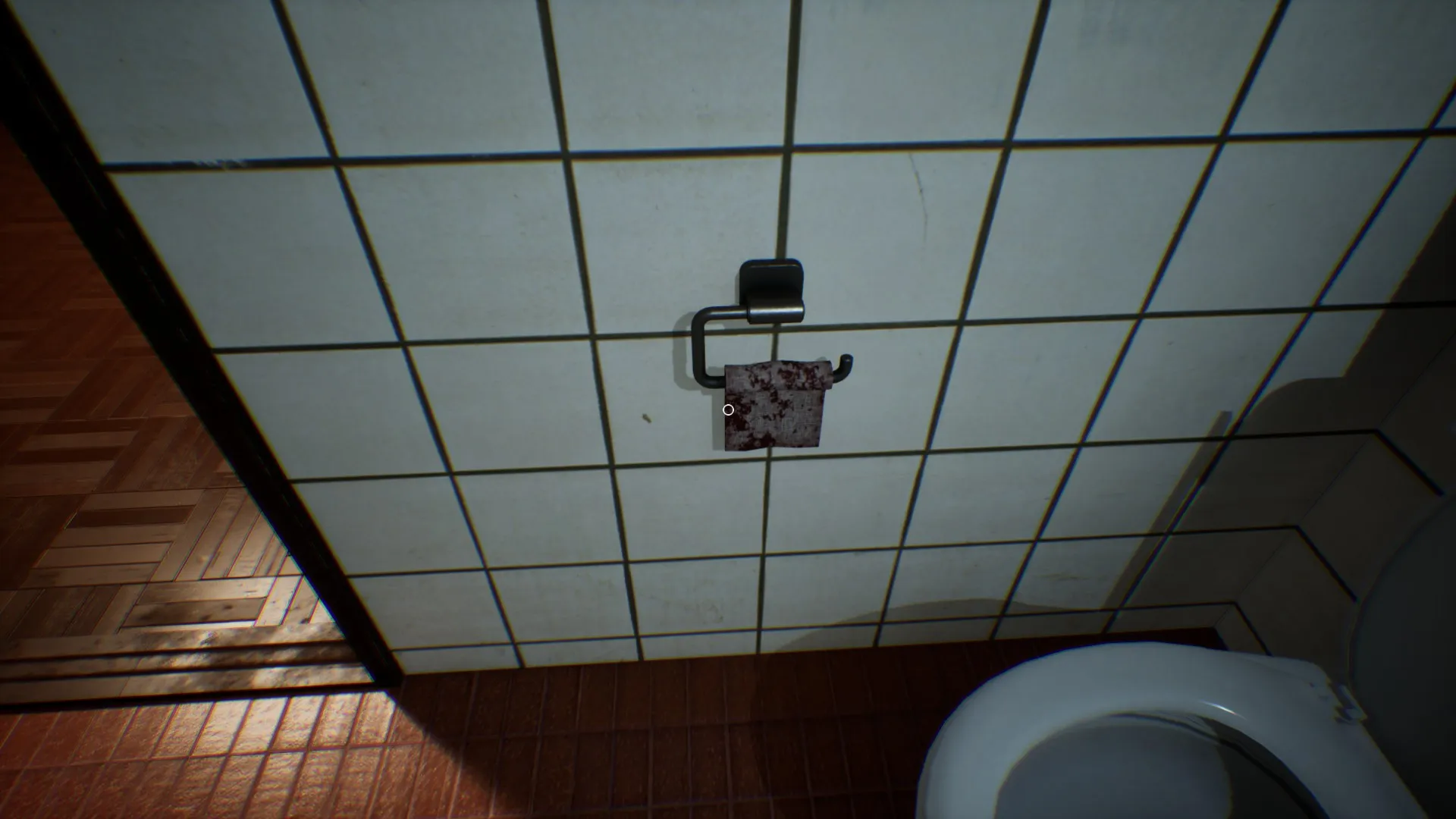 The cabinet above the toilet is completely empty, a sign of an anomaly.