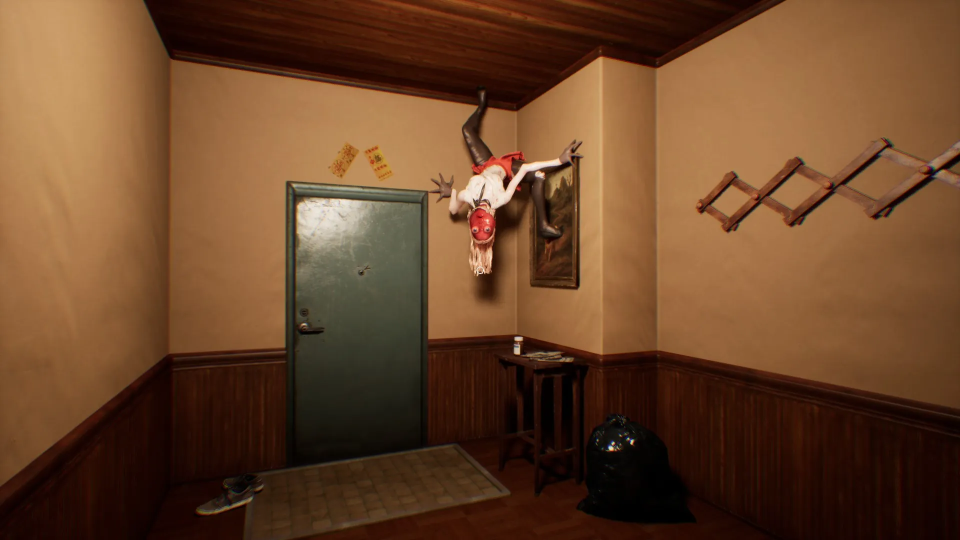 A side view of the ghost in the entryway.