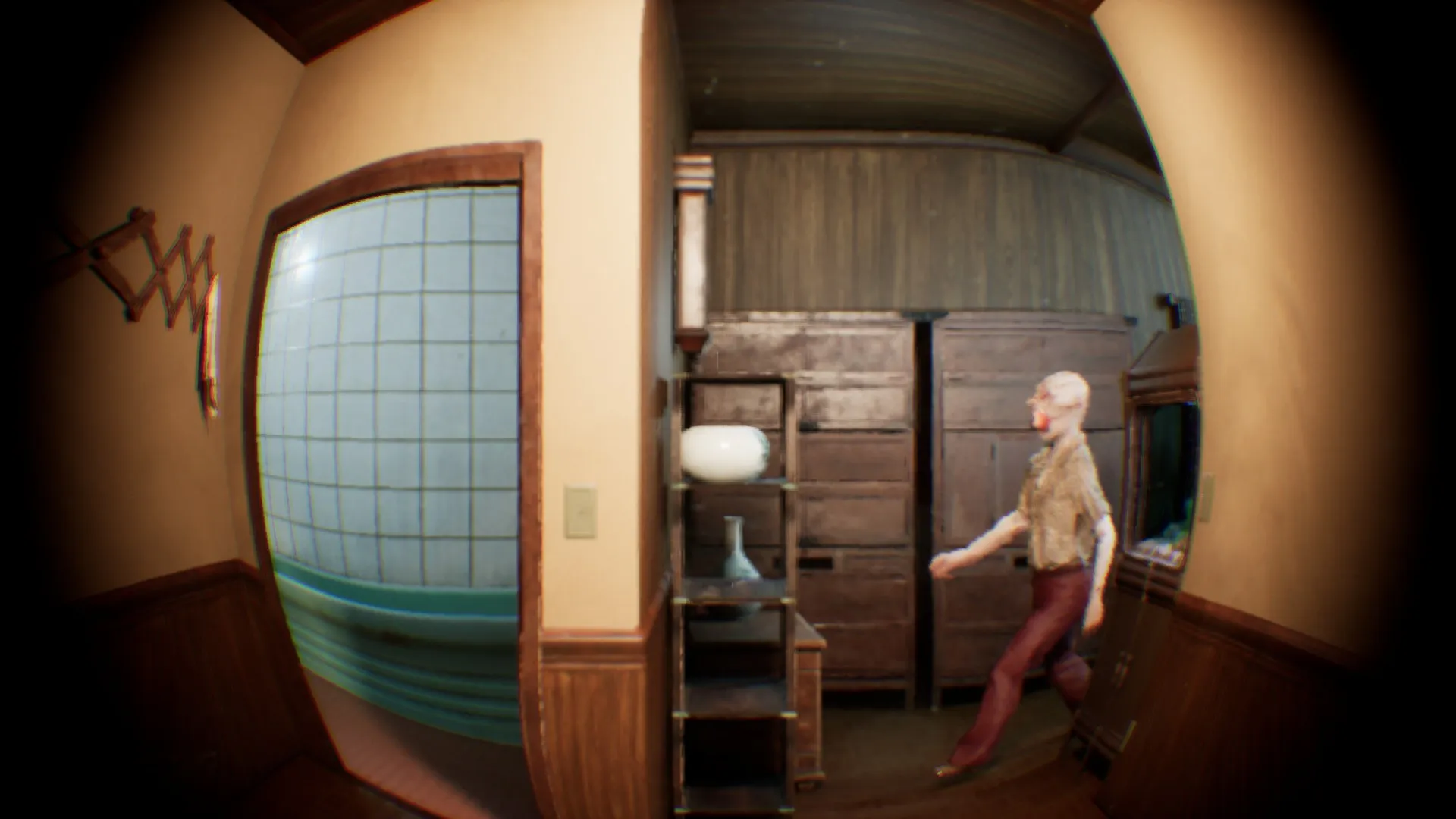 A close-up of the terrifying eye seen through the peephole.