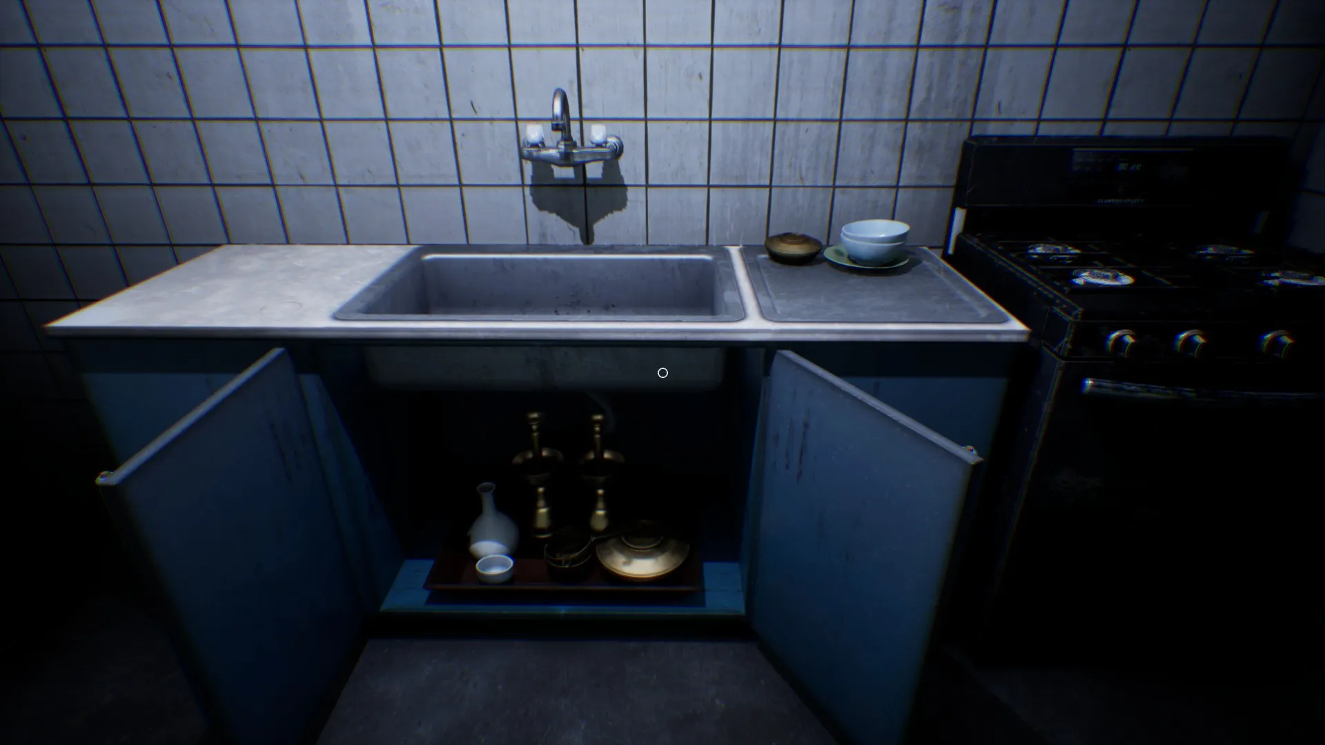 Opening the fridge reveals a severed pig's head inside.