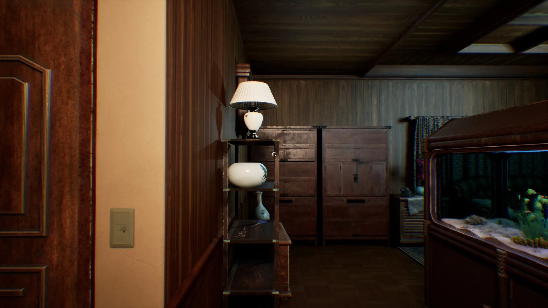 The lamp flies through the air towards the player.