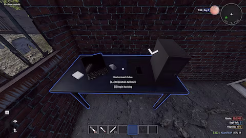 in-game screenshot of hackerman's table in crime simulator game.