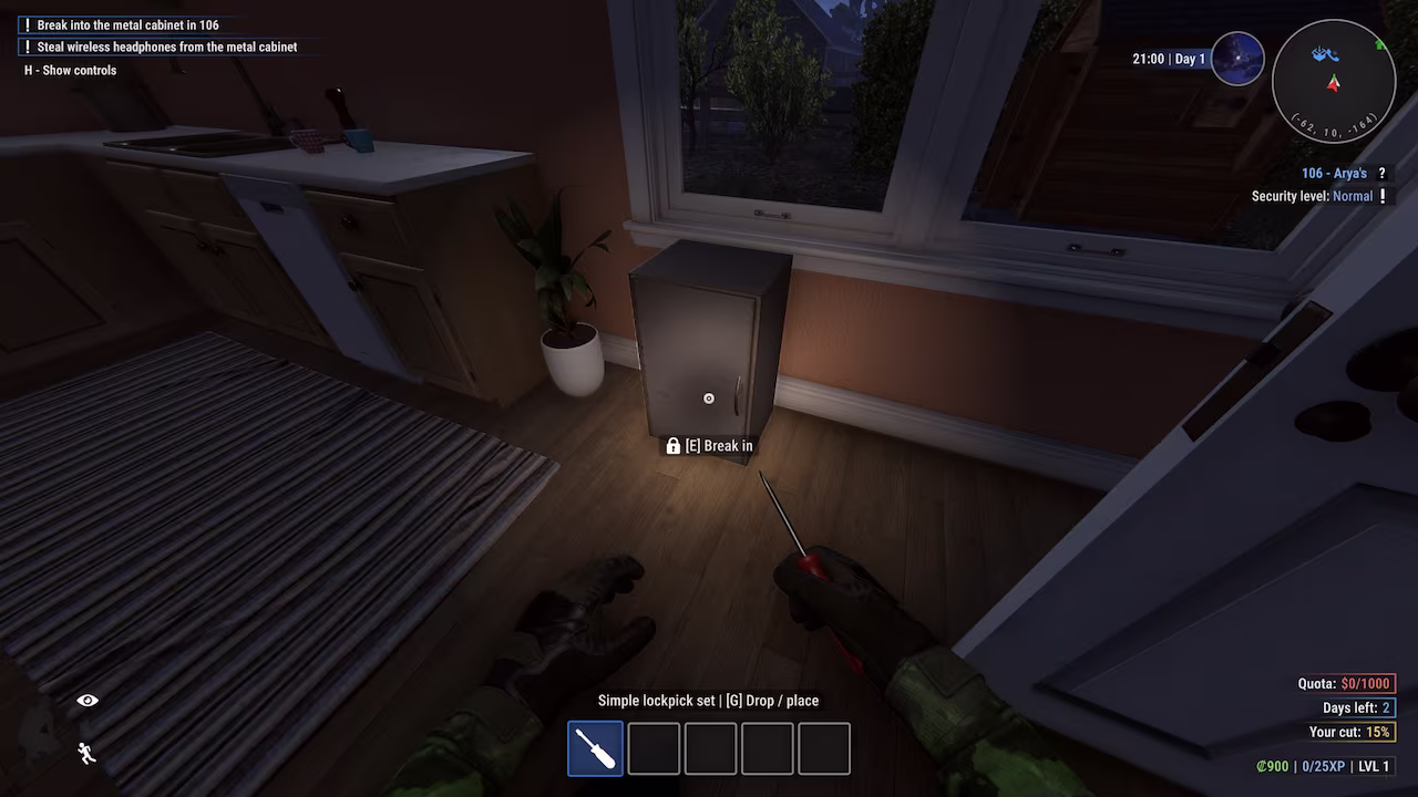 simple lockpick set in crime simulator game.